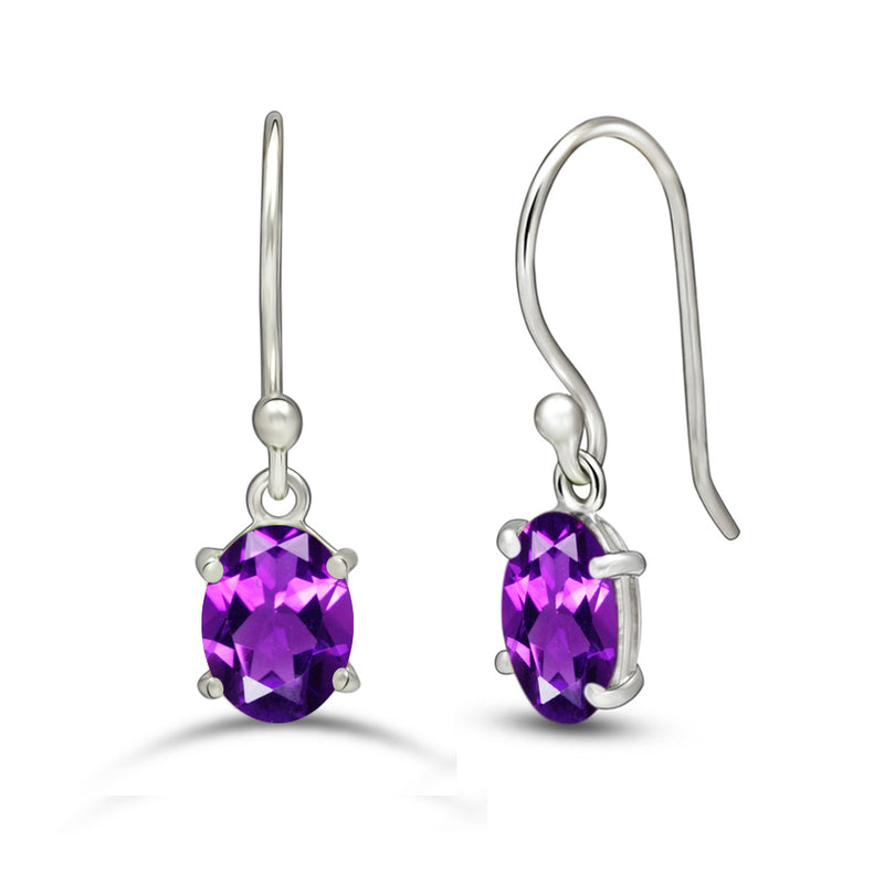 7*5 MM Oval - Amethyst Faceted Earrings - ESBC406-A Catalogue
