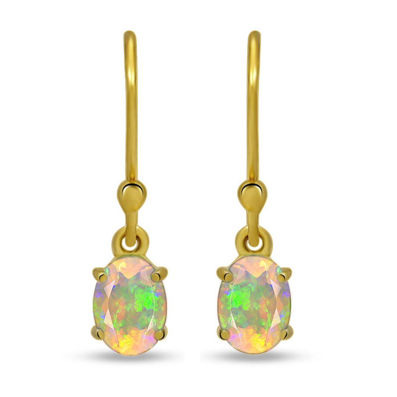 7*5 MM Oval - 18k Gold Vermeil - Ethiopian Opal Faceted Earrings - ESBC406G-EOF Catalogue