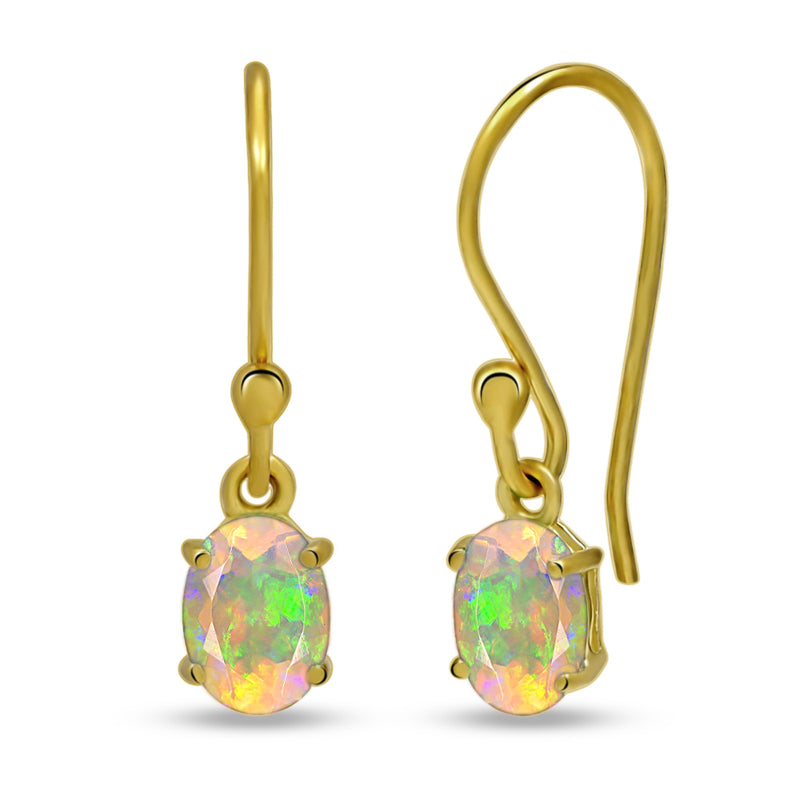 7*5 MM Oval - 18k Gold Vermeil - Ethiopian Opal Faceted Earrings - ESBC406G-EOF Catalogue