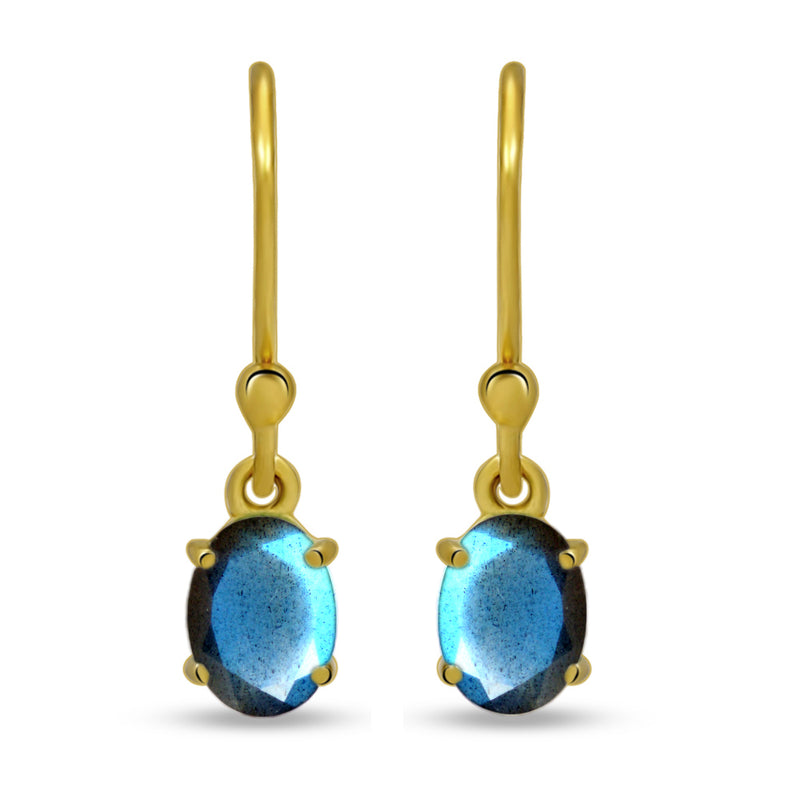 7*5 MM Oval - 18k Gold Vermeil - Labradorite Faceted Earrings - ESBC406G-LBF Catalogue