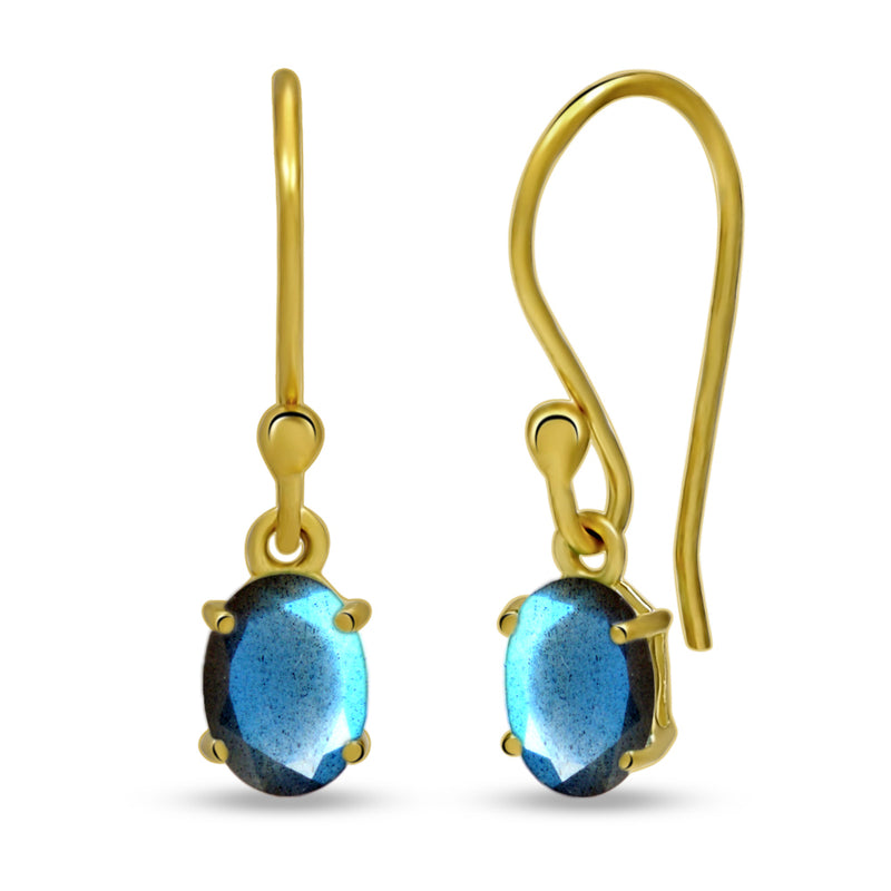 7*5 MM Oval - 18k Gold Vermeil - Labradorite Faceted Earrings - ESBC406G-LBF Catalogue