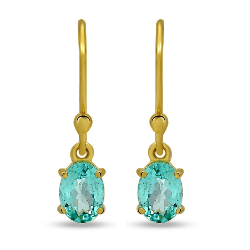 7*5 MM Oval - 18k Gold Vermeil - Neon Blue Apatite Faceted Earrings - ESBC406G-NBF Catalogue