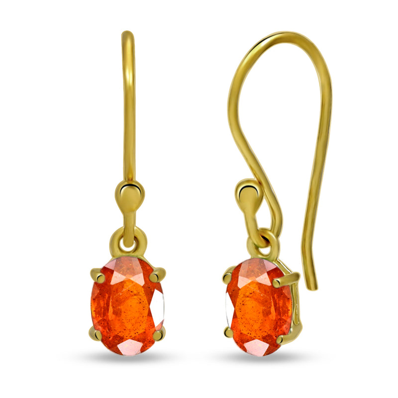 7*5 MM Oval - 18k Gold Vermeil - Orange Kyanite Faceted Earrings - ESBC406G-OKF Catalogue