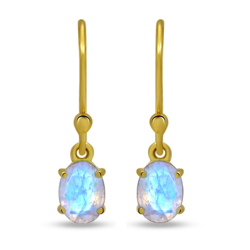 7*5 MM Oval - 18k Gold Vermeil - Rainbow Moonstone Faceted Earrings - ESBC406G-RMF Catalogue