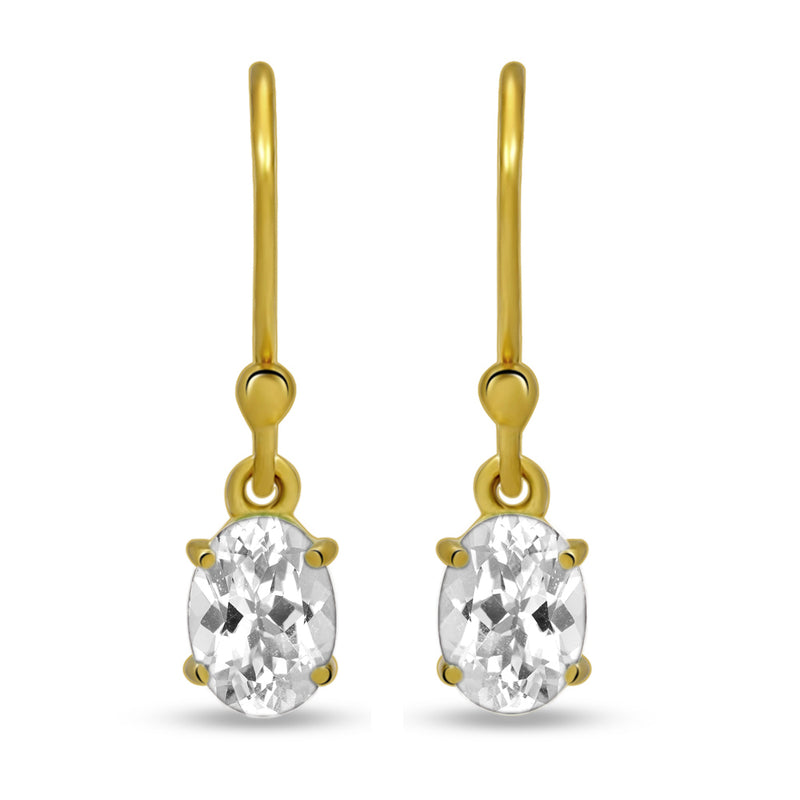7*5 MM Oval - 18k Gold Vermeil - White Topaz Earrings - ESBC406G-WT Catalogue