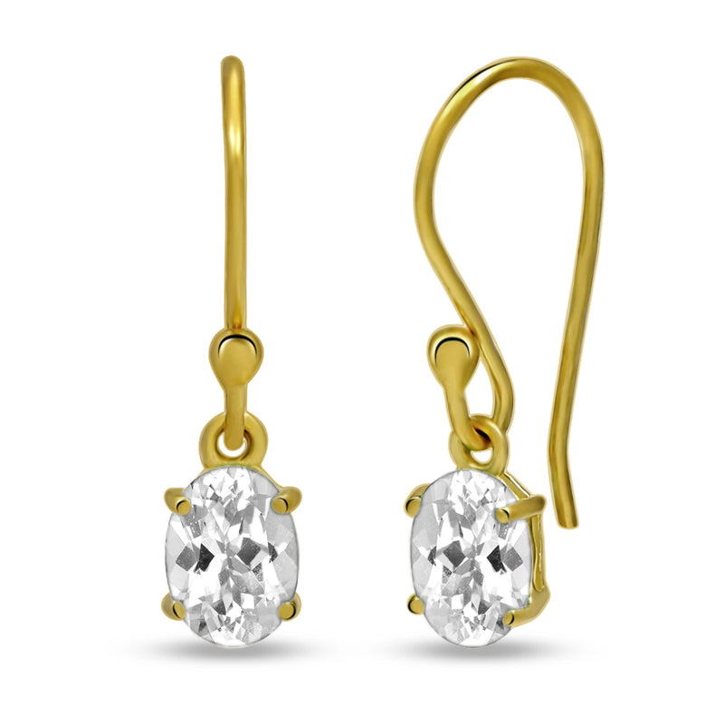 7*5 MM Oval - 18k Gold Vermeil - White Topaz Earrings - ESBC406G-WT Catalogue