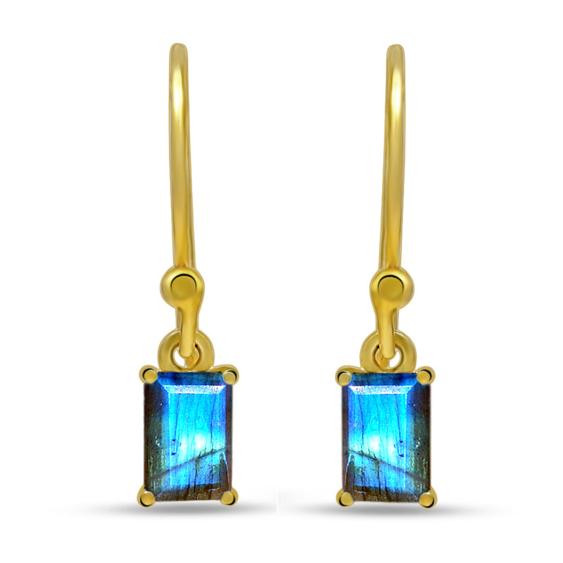 7*5 MM Octo - 18k Gold Vermeil - Labradorite Faceted Earrings - ESBC408G-LBF Catalogue