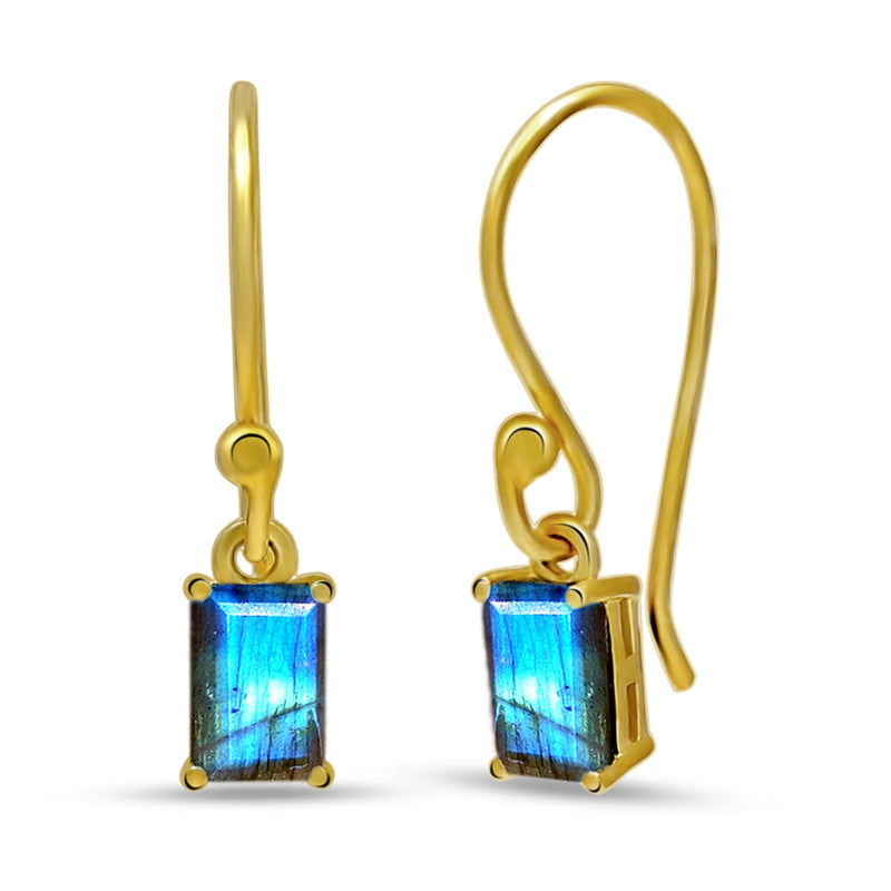7*5 MM Octo - 18k Gold Vermeil - Labradorite Faceted Earrings - ESBC408G-LBF Catalogue