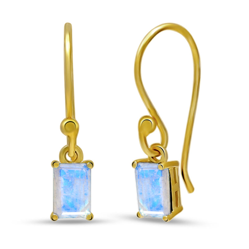 7*5 MM Octo - 18k Gold Vermeil - Rainbow Moonstone Faceted Earrings - ESBC408G-RMF Catalogue
