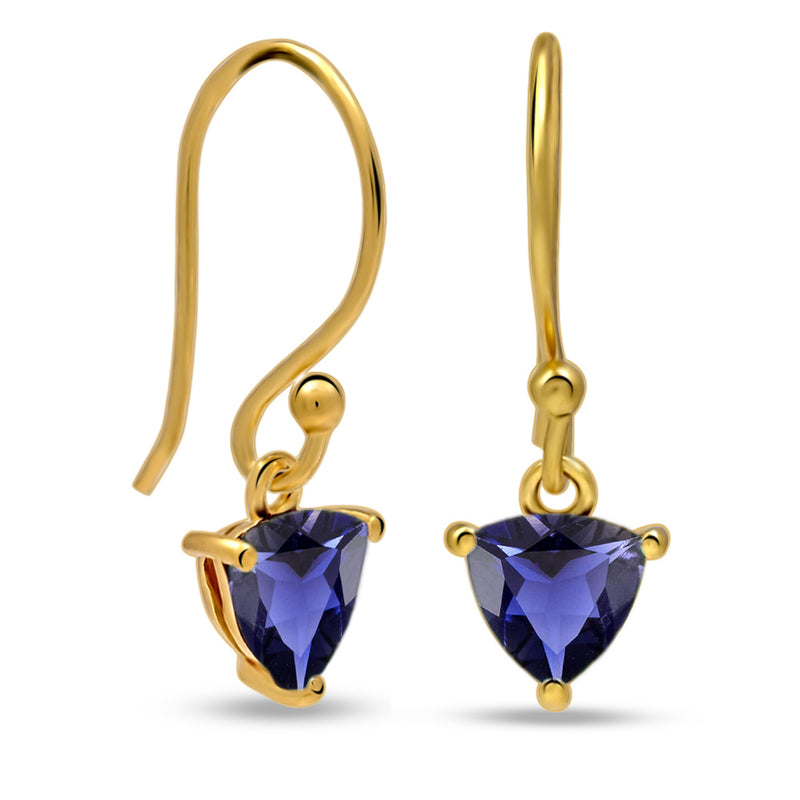 5*5 MM Trillion - 18k Gold Vermeil - Iolite Earrings - ESBC409G-I Catalogue