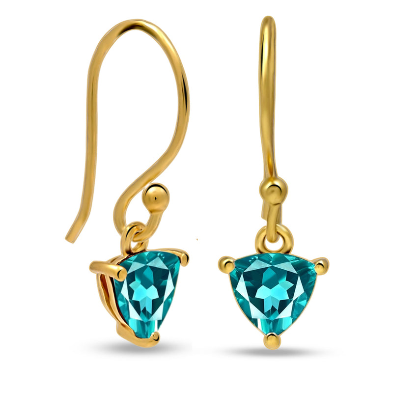 5*5 MM Trillion - 18k Gold Vermeil - Neon Blue Apatite Faceted Earrings - ESBC409G-NBF Catalogue