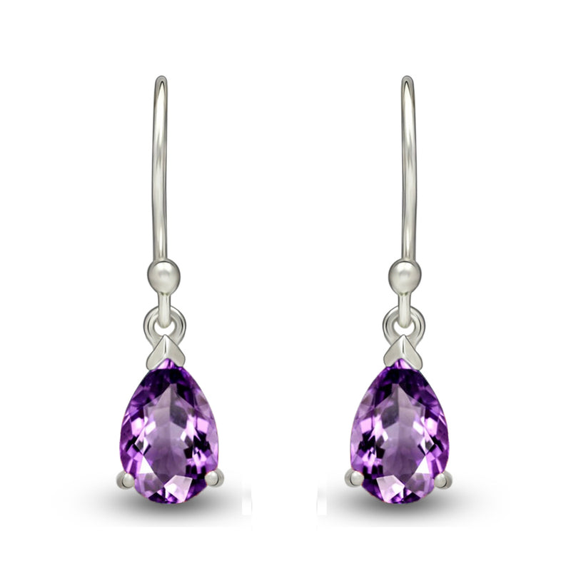 7*5 MM Pear - Amethyst Faceted Earrings - ESBC411-A Catalogue
