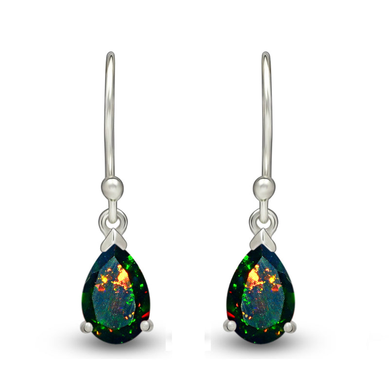 7*5 MM Pear - Chalama Black Opal Faceted Earrings - ESBC411-CBF Catalogue