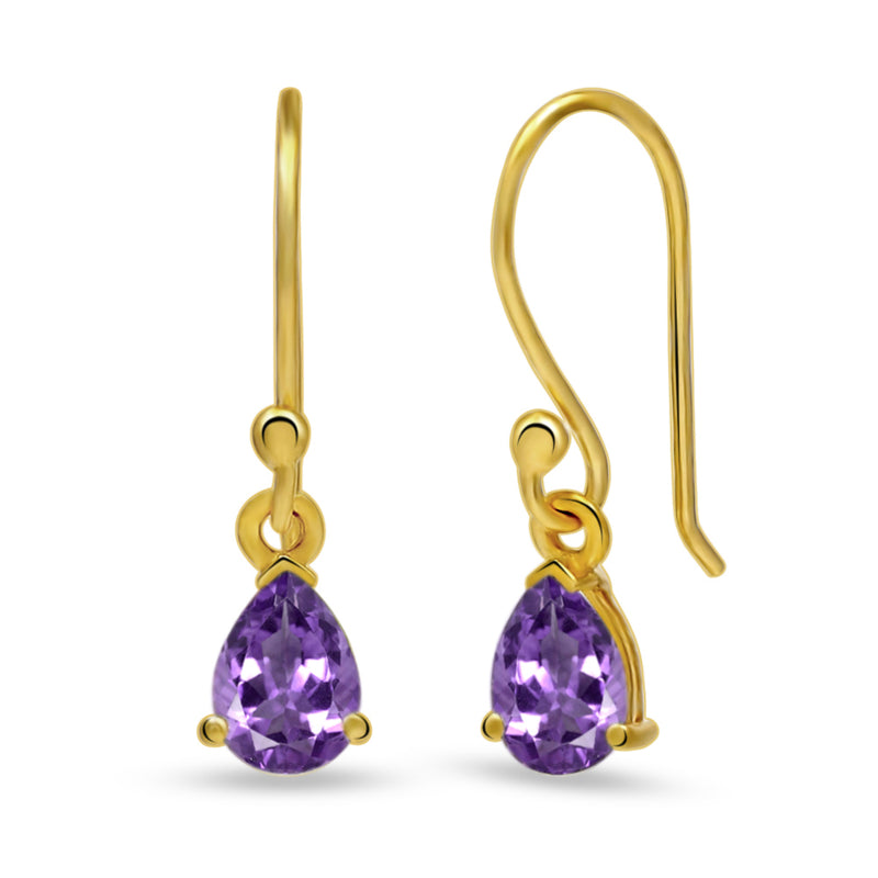 7*5 MM Pear - 18k Gold Vermeil - Amethyst Faceted Earrings - ESBC411G-A Catalogue