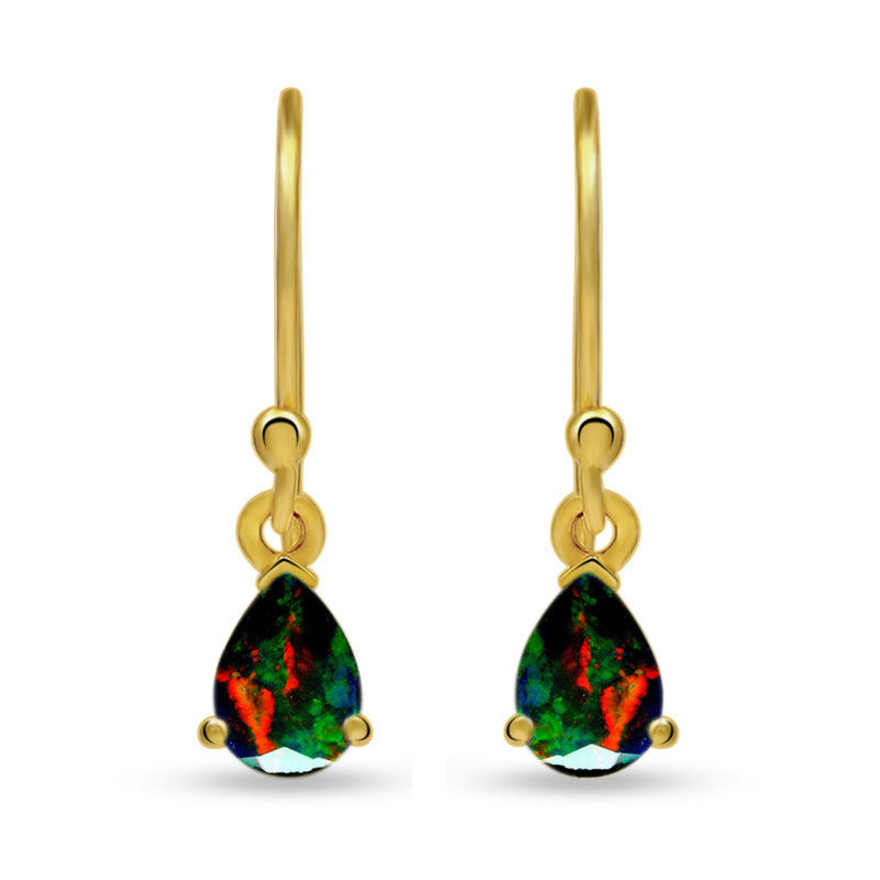 7*5 MM Pear - 18k Gold Vermeil - Chalama Black Opal Faceted Earrings - ESBC411G-CBF Catalogue