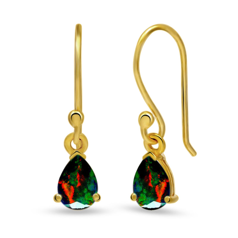 7*5 MM Pear - 18k Gold Vermeil - Chalama Black Opal Faceted Earrings - ESBC411G-CBF Catalogue
