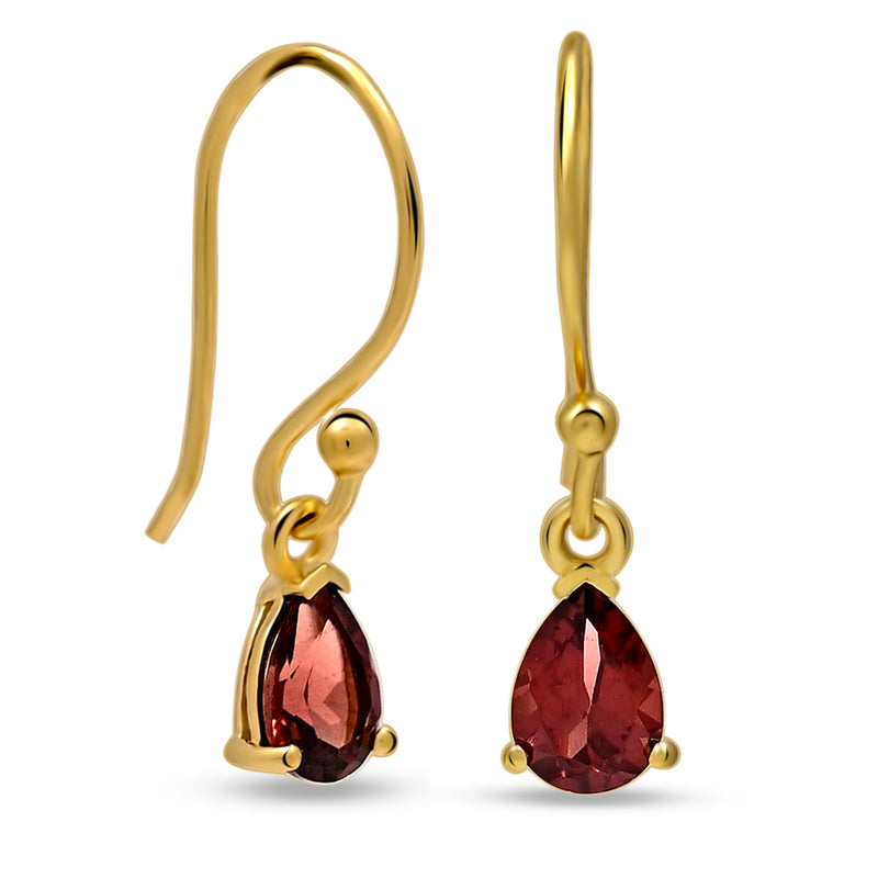 7*5 MM Pear - 18k Gold Vermeil - Garnet Faceted Earrings - ESBC411G-G Catalogue