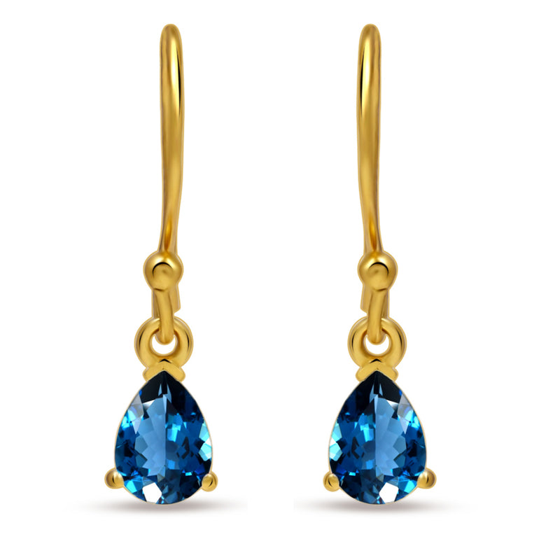 7*5 MM Pear - 18k Gold Vermeil - London Blue Topaz Earrings - ESBC411G-LBT Catalogue