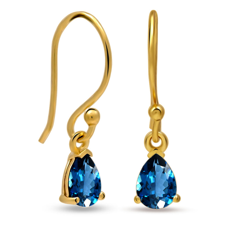 7*5 MM Pear - 18k Gold Vermeil - London Blue Topaz Earrings - ESBC411G-LBT Catalogue
