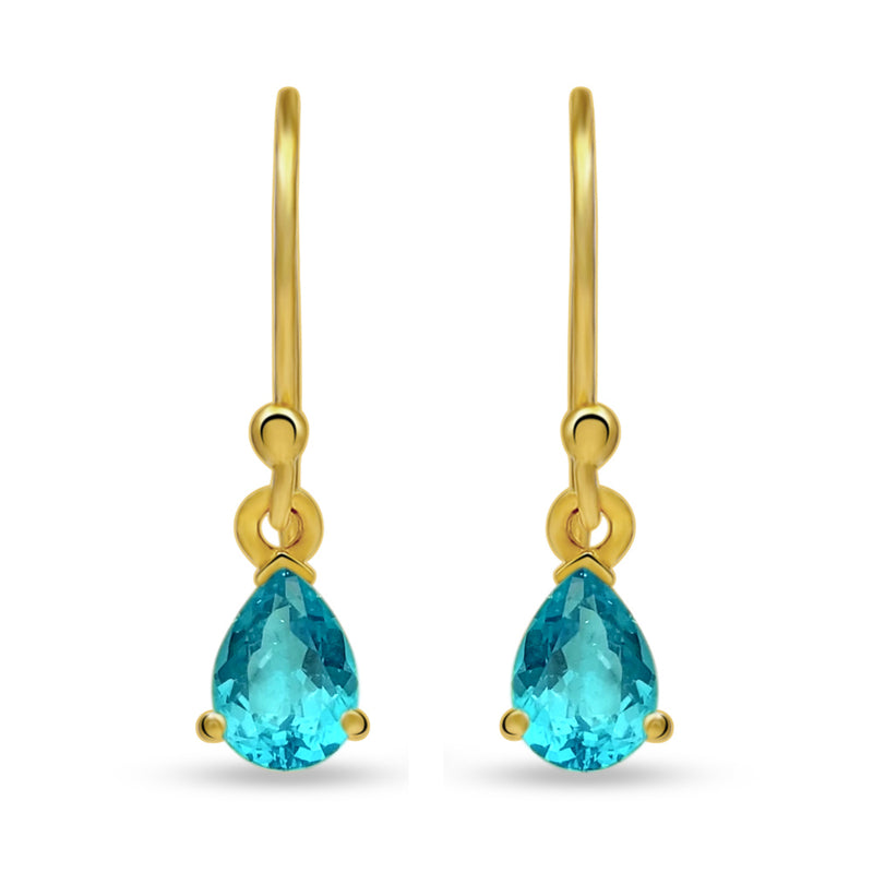 7*5 MM Pear - 18k Gold Vermeil - Neon Blue Apatite Faceted Earrings - ESBC411G-NBF Catalogue