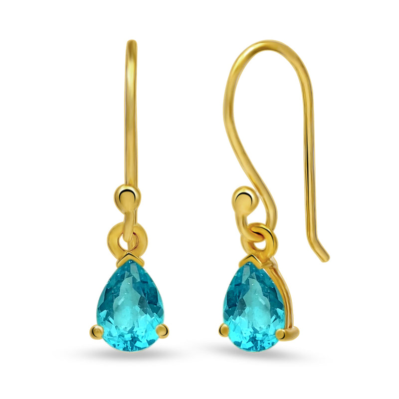 7*5 MM Pear - 18k Gold Vermeil - Neon Blue Apatite Faceted Earrings - ESBC411G-NBF Catalogue