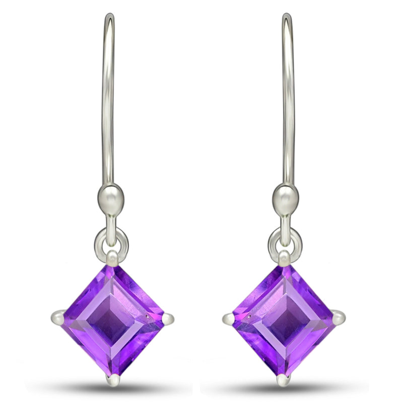 5*5 MM Square - Amethyst Faceted Earrings - ESBC413-A Catalogue