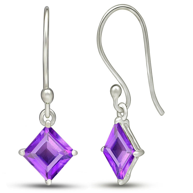 5*5 MM Square - Amethyst Faceted Earrings - ESBC413-A Catalogue