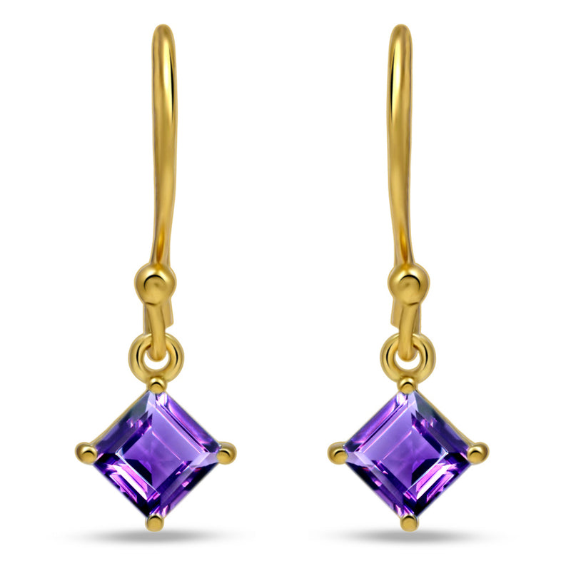 5*5 MM Square - 18k Gold Vermeil - Amethyst Faceted Earrings - ESBC413G-A Catalogue