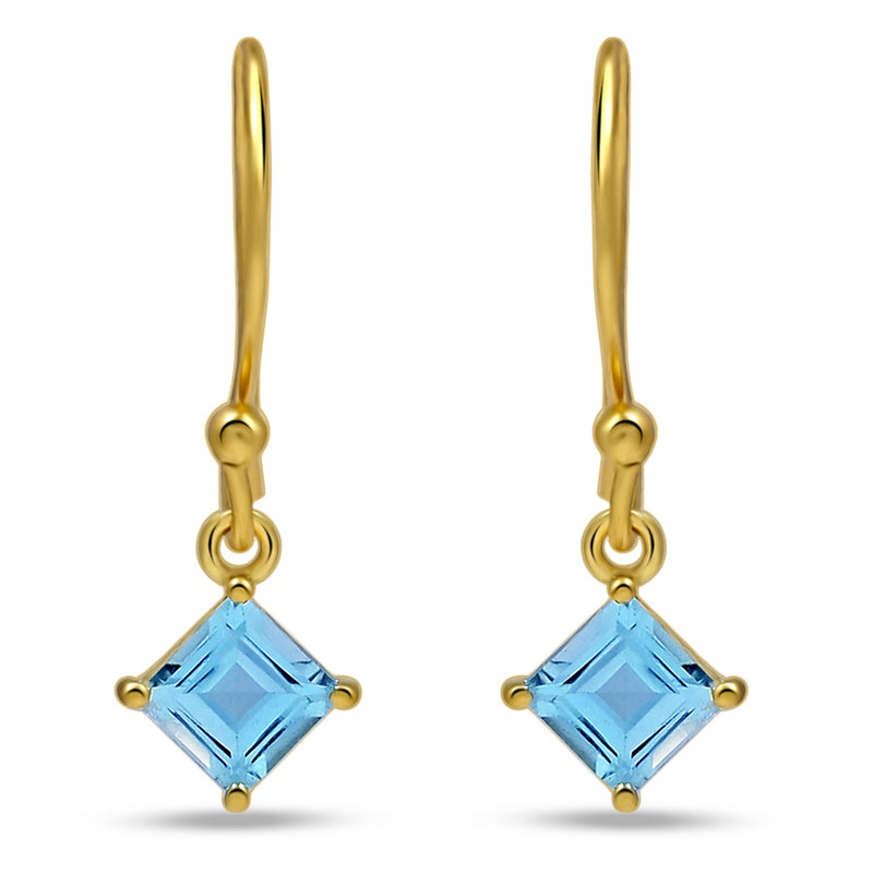 5*5 MM Square - 18k Gold Vermeil - Blue Topaz Earrings - ESBC413G-BT Catalogue