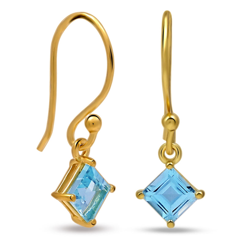 5*5 MM Square - 18k Gold Vermeil - Blue Topaz Earrings - ESBC413G-BT Catalogue