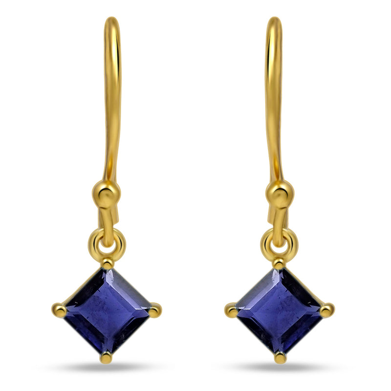 5*5 MM Square - 18k Gold Vermeil - Iolite Earrings - ESBC413G-I Catalogue