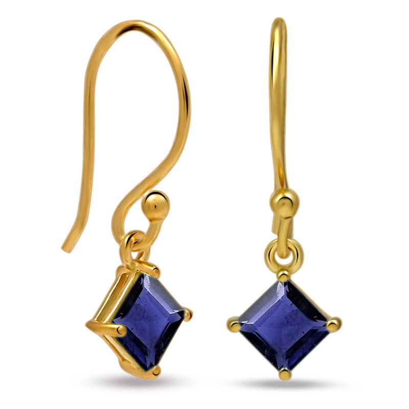 5*5 MM Square - 18k Gold Vermeil - Iolite Earrings - ESBC413G-I Catalogue