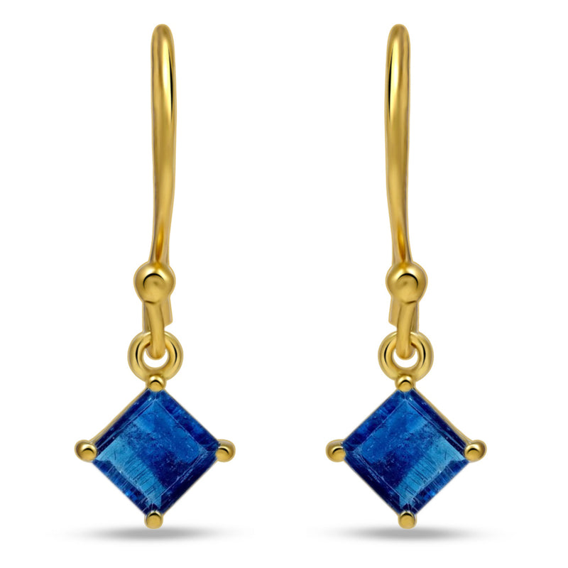 5*5 MM Square - 18k Gold Vermeil - Kyanite Faceted Earrings - ESBC413G-KYF Catalogue