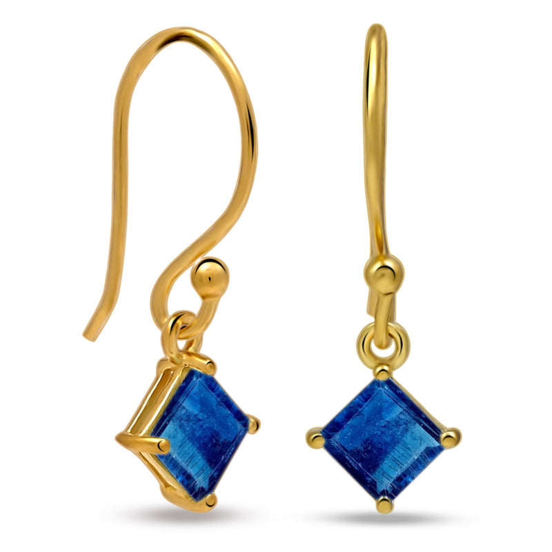 5*5 MM Square - 18k Gold Vermeil - Kyanite Faceted Earrings - ESBC413G-KYF Catalogue