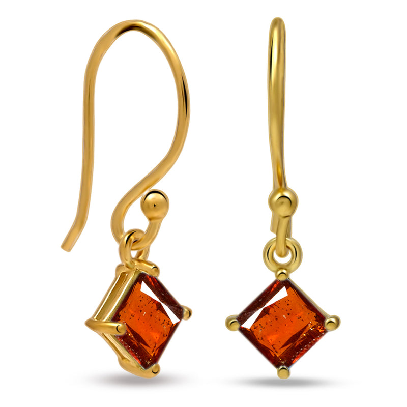 5*5 MM Square - 18k Gold Vermeil - Orange Kyanite Faceted Earrings - ESBC413G-OKF Catalogue