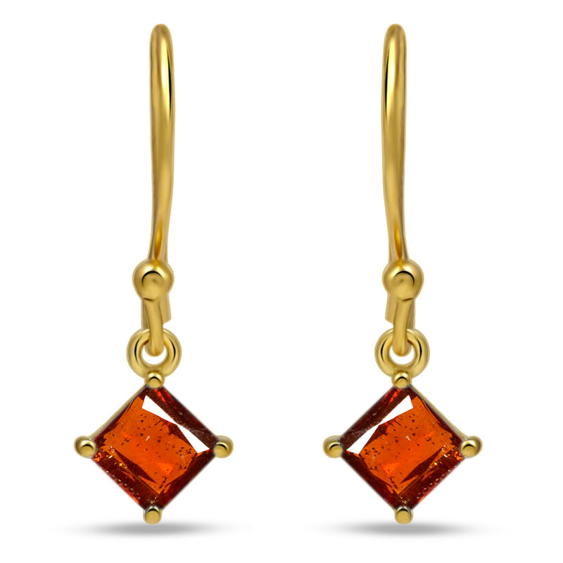 5*5 MM Square - 18k Gold Vermeil - Orange Kyanite Faceted Earrings - ESBC413G-OKF Catalogue