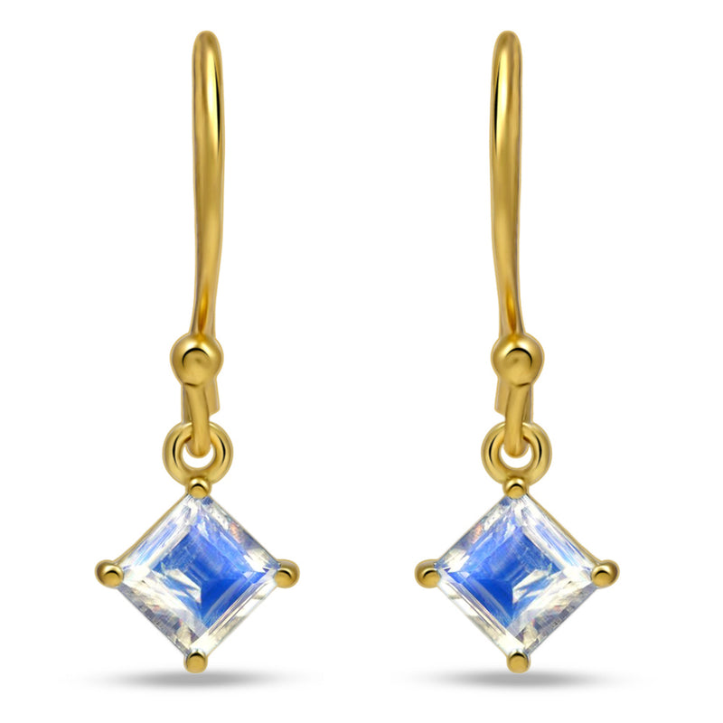 5*5 MM Square - 18k Gold Vermeil - Rainbow Moonstone Faceted Earrings - ESBC413G-RMF Catalogue