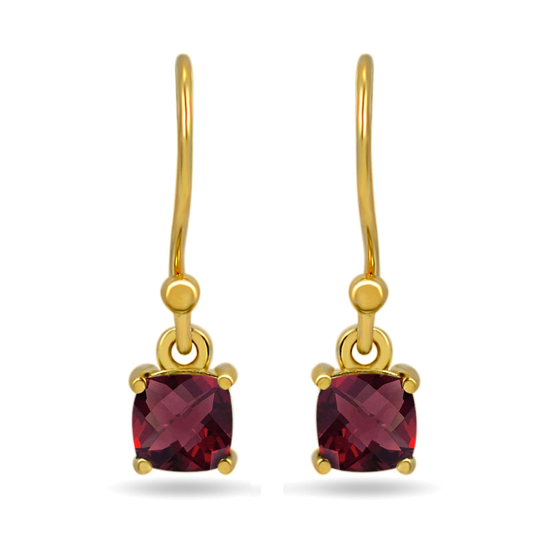 5*5 MM Cushion - 18k Gold Vermeil - Garnet Faceted Earrings - ESBC416G-G Catalogue