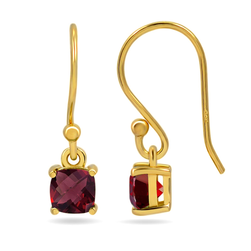 5*5 MM Cushion - 18k Gold Vermeil - Garnet Faceted Earrings - ESBC416G-G Catalogue