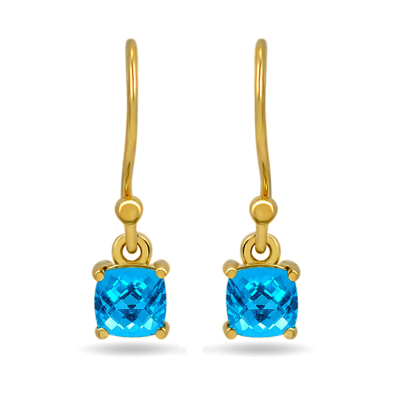 5*5 MM Cushion - 18k Gold Vermeil - Neon Blue Apatite Faceted Earrings - ESBC416G-NBF Catalogue