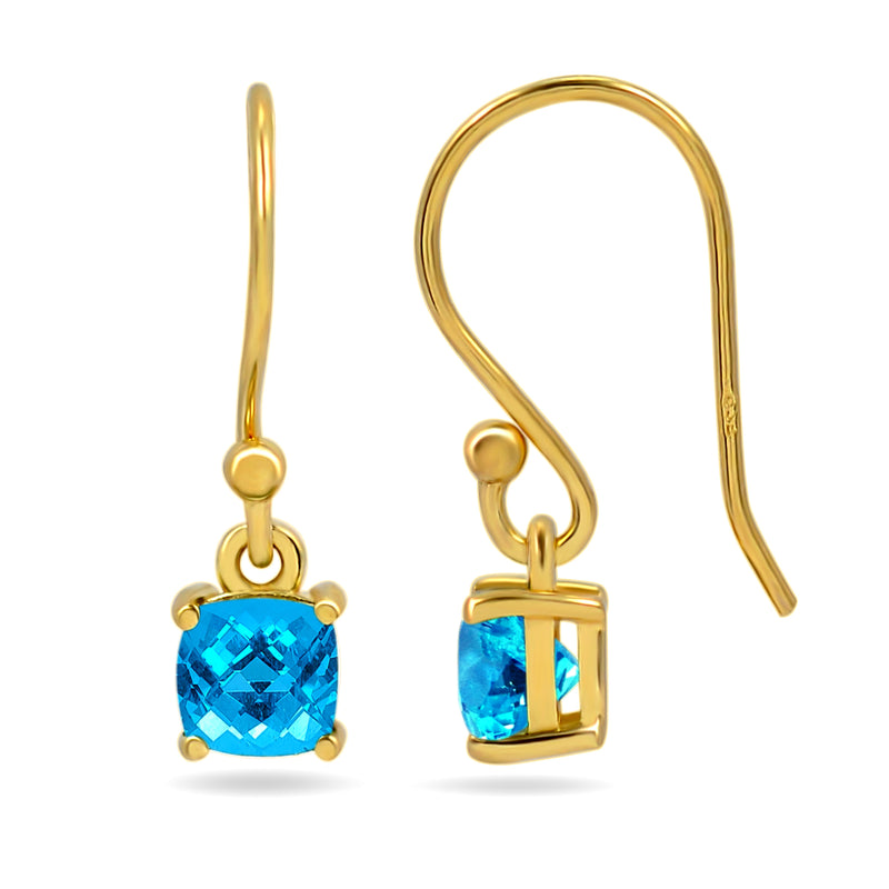 5*5 MM Cushion - 18k Gold Vermeil - Neon Blue Apatite Faceted Earrings - ESBC416G-NBF Catalogue