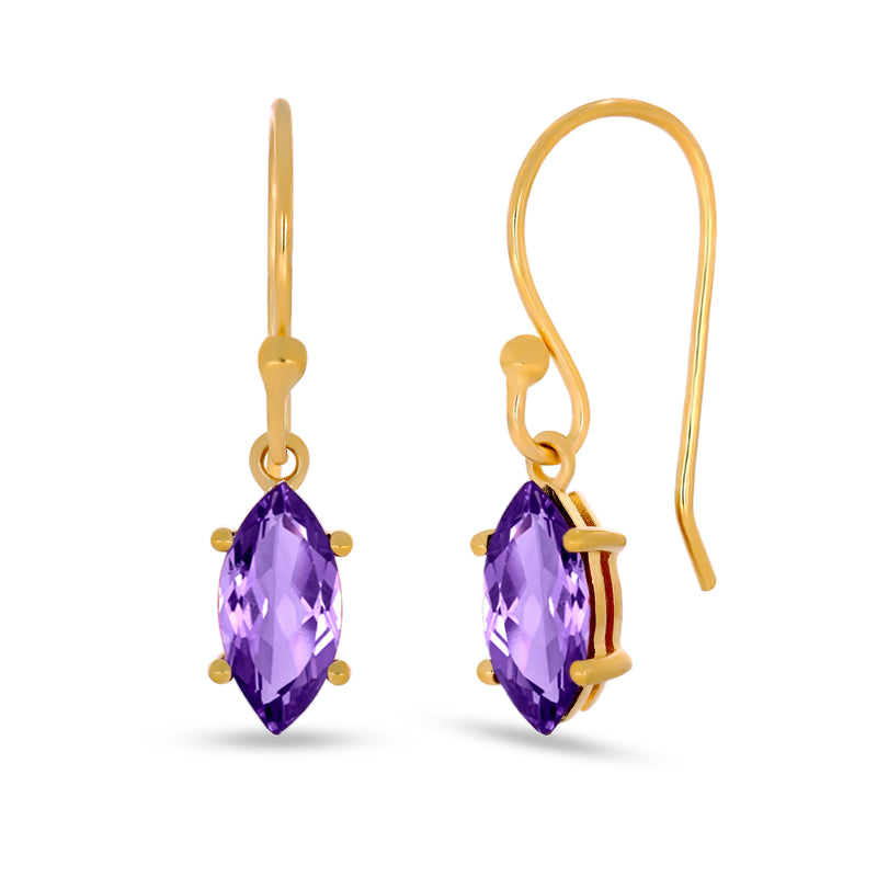 10*5 MM Marquise - 18k Gold Vermeil - Amethyst Faceted Earrings - ESBC417G-A Catalogue