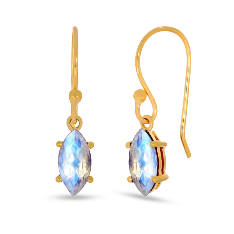 10*5 MM Marquise - 18k Gold Vermeil - Rainbow Moonstone Faceted Earrings - ESBC417G-RMF Catalogue