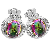 7*9 MM Oval - Mystic Topaz With CZ Earrings - MTE4
