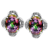 8*10 MM Oval - Mystic Topaz With CZ Earrings - MTE3