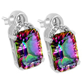 10*14 MM Octo - Mystic Topaz With CZ Earrings - MTE2