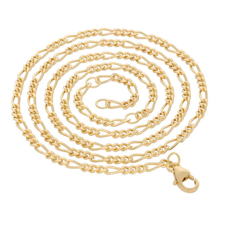 2.2 MM - 18k Gold Vermeil - Figaro Chain - FG60 1+3