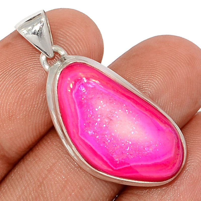 1.5" Fleece Pink Aura Druzy Pendants - FPDP158