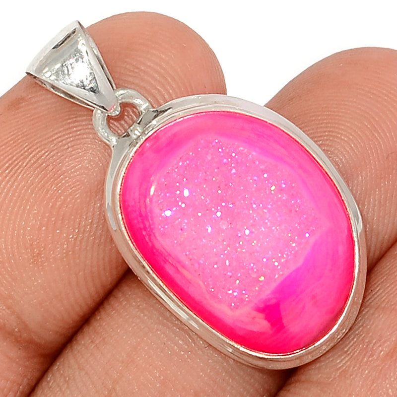 1.2" Fleece Pink Aura Druzy Pendants - FPDP162