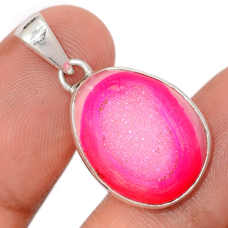 1.2" Fleece Pink Aura Druzy Pendants - FPDP175